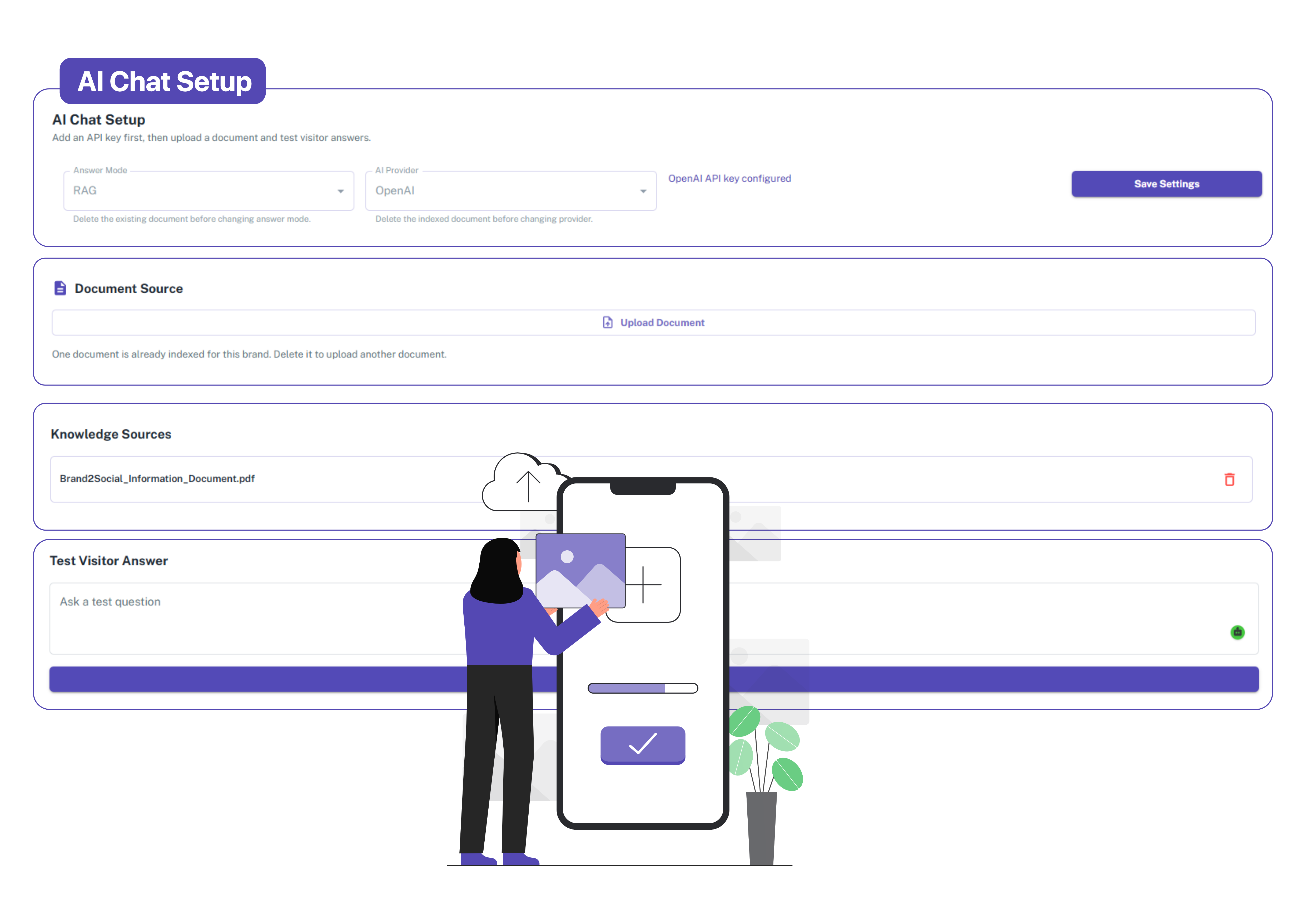 Train AI on Your Business Content AI Chat Setup with document upload and knowledge source configuration