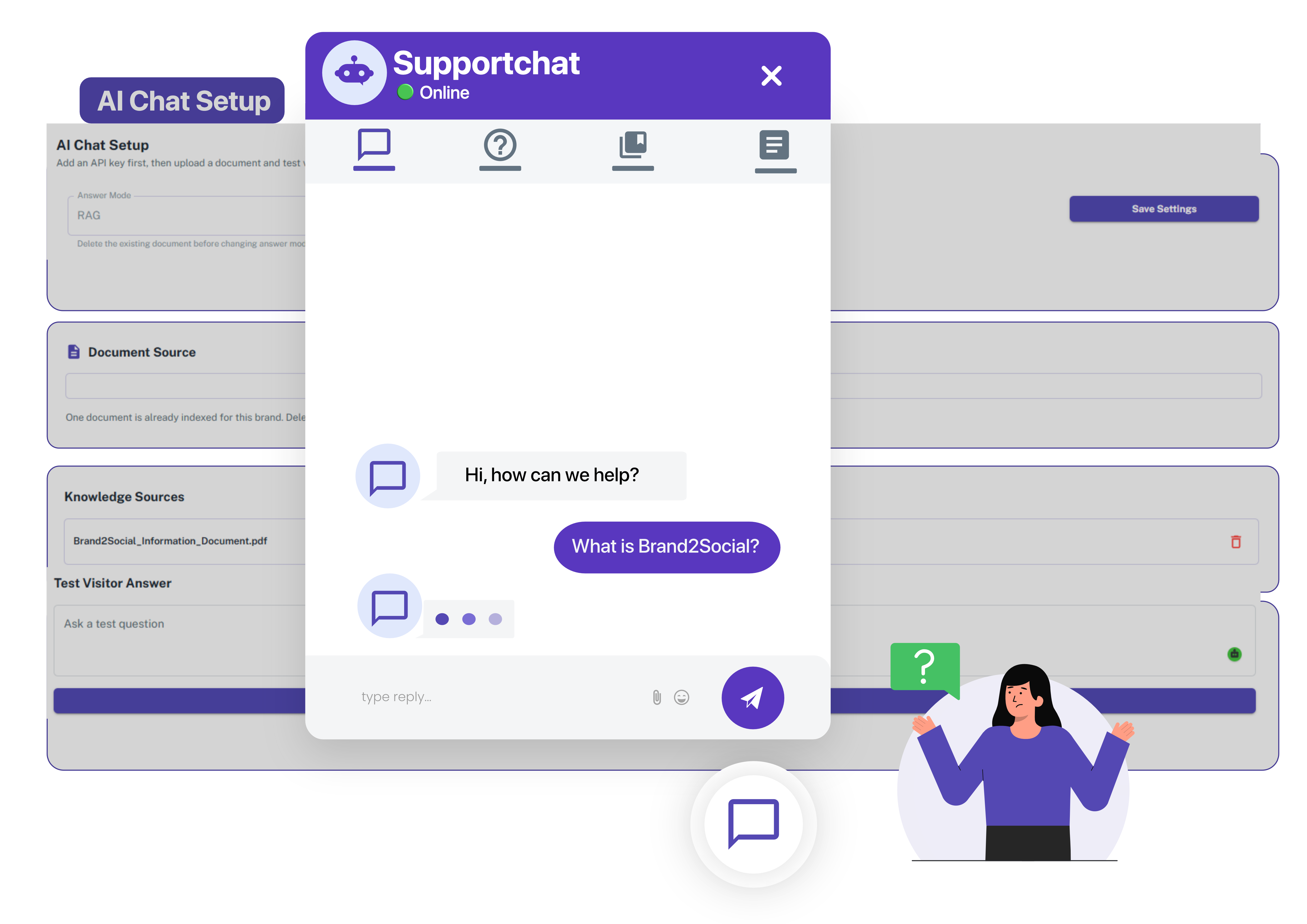 Real-Time Visitor Engagement AI chatbot responding to visitor question in real time