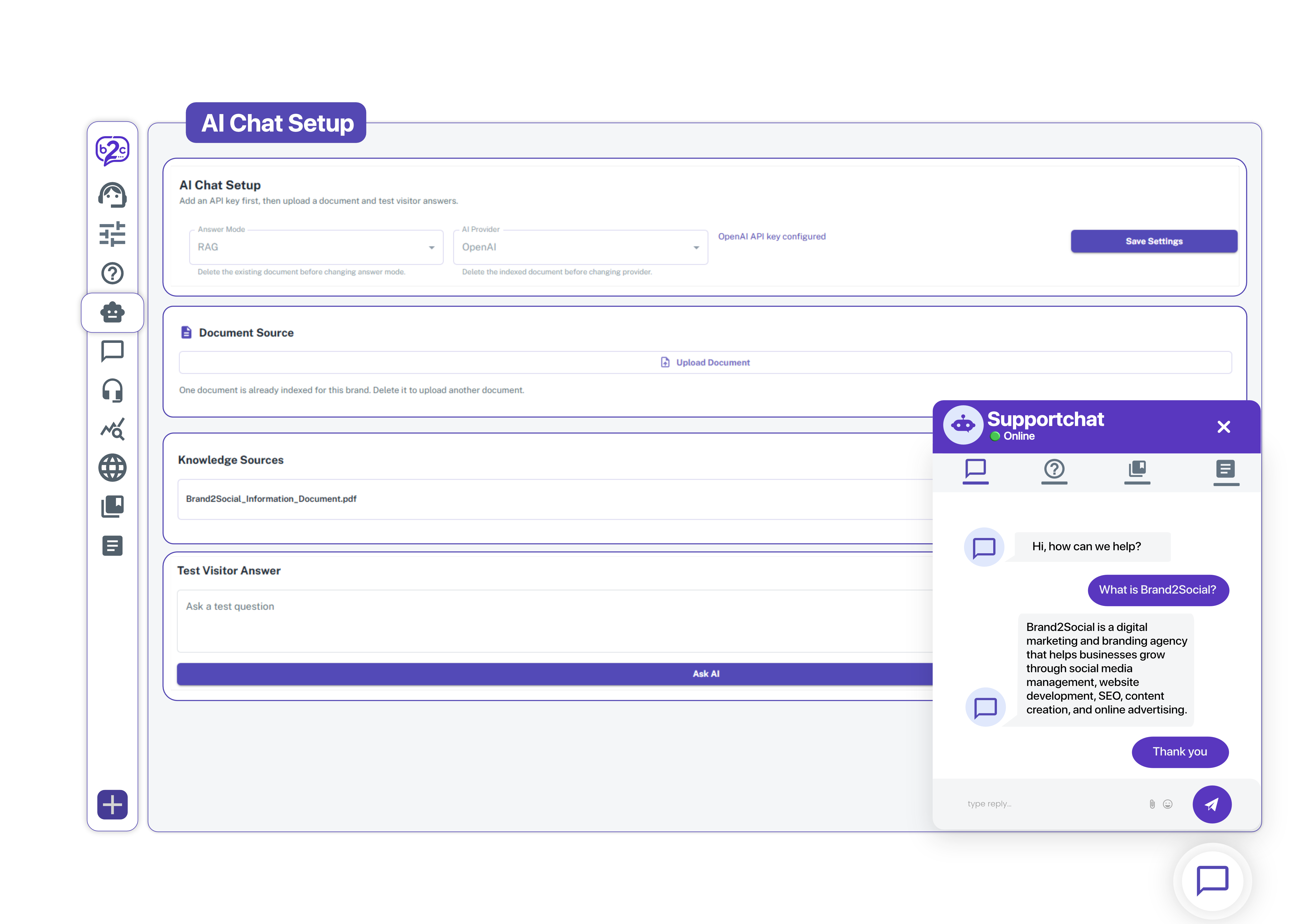 AI chat for ecommerce customer support automation Brand2Chat AI chat automatically responding to a shopper's order query with an instant reply
